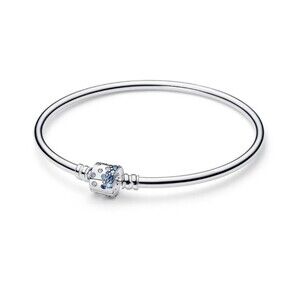 Women's Pandora Silver & Blue Charm Bracelet 7.5 inches NWOT